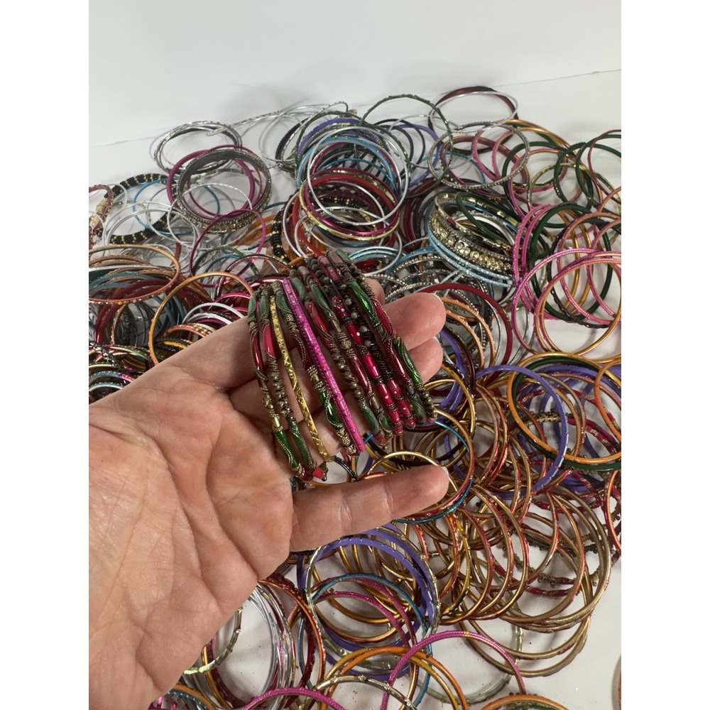 500pc Indian Bollywood Bangle Bracelet Lot Rhinestone Small 2.25-2.625" - Picture 8 of 15